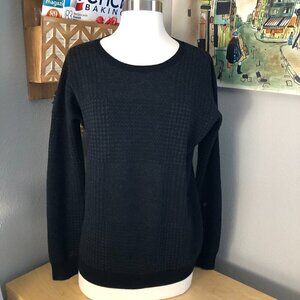 Theory Black Plaid Checkered Wool Blend Crew Neck Sweater Women's size S